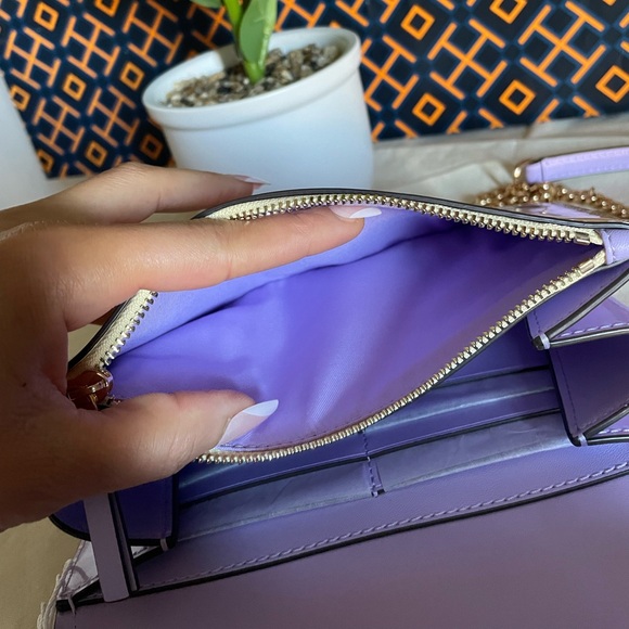 NWT tory burch Emerson dip dye chain crossbody wallet sweet corn lavender - Picture 7 of 15